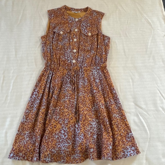 Nine West Dresses & Skirts - Nine West Leopard Print Sleeveless Mini Shirt Dress with Pockets